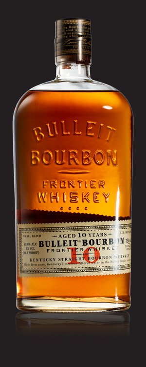 A bottle of Bulleit 10 Year Old and a gold medal from the 2015 San Francisco Spirits Competition