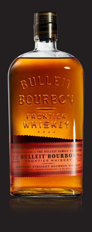 A bottle of Bulleit Bourbon and a gold medal from the 2012 World Spirits Competition