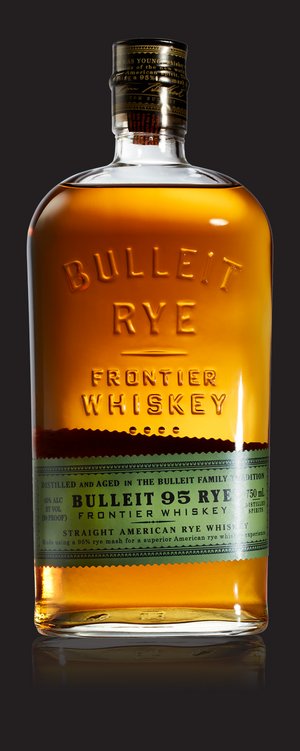 A bottle of Bulleit Rye and a gold medal from the 2013 San Francisco Spirits Competition
